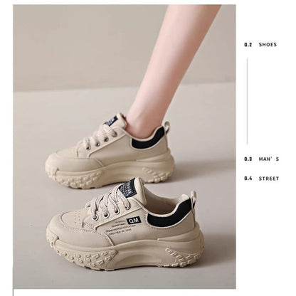 Lettering Lace-Up Platform Sneakers