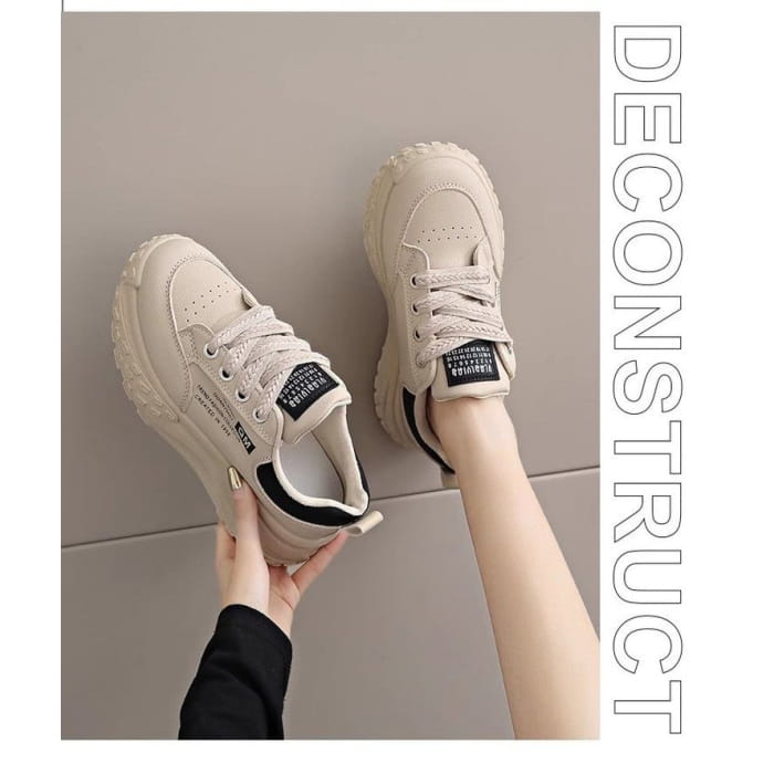 Lettering Lace-Up Platform Sneakers