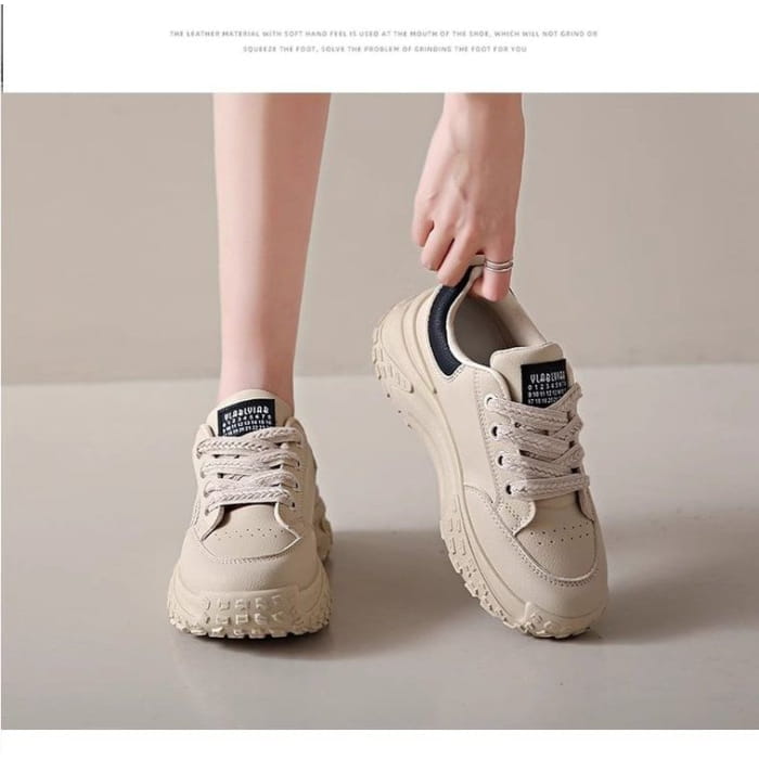 Lettering Lace-Up Platform Sneakers