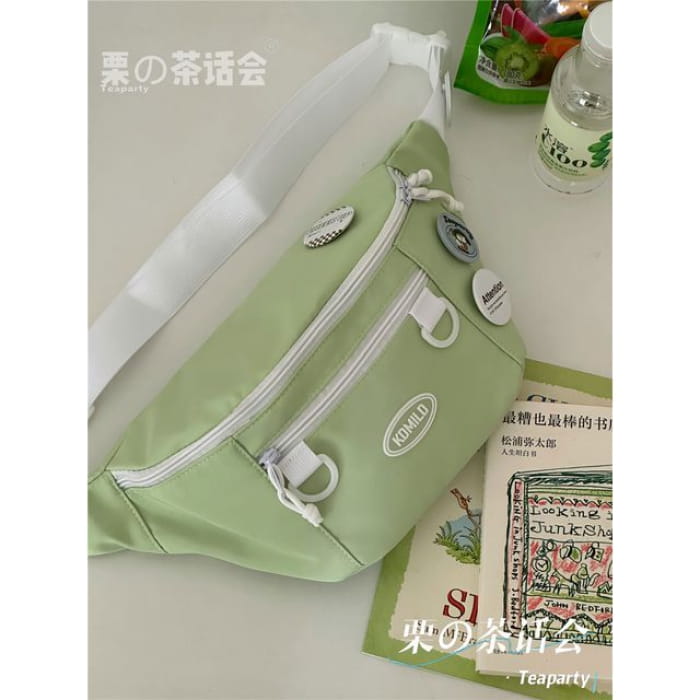 Lettering Logo Sling Bag / Charm / Set - Green / One Size