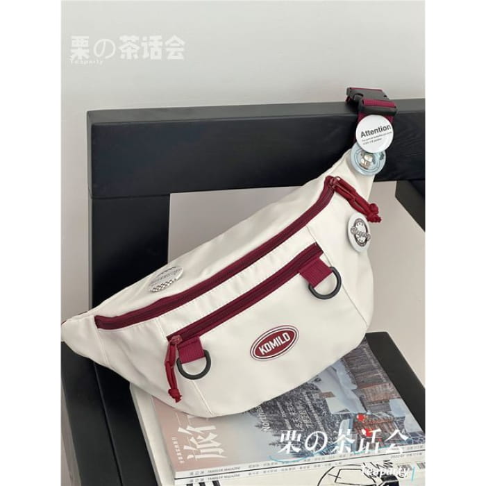 Lettering Logo Sling Bag / Charm / Set - White & Red