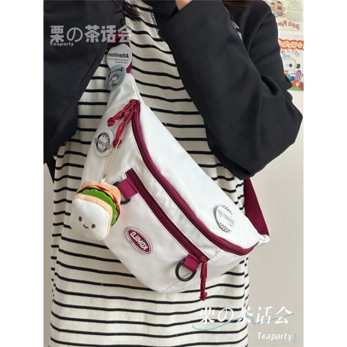 Lettering Logo Sling Bag / Charm / Set - With Toast - White