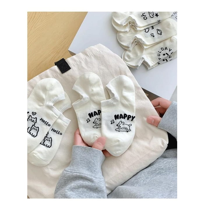 Lettering Low Cut Socks Set