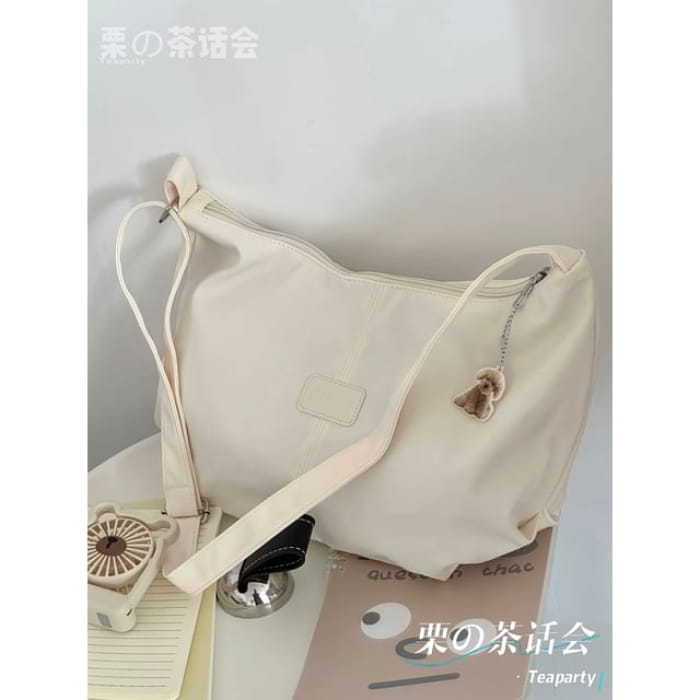 Lettering Messenger Bag / Charm / Set - Milky White