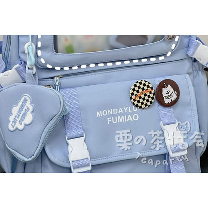 Lettering Multi-Pocket PVC Panel Backpack / Bag Charm / Set