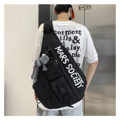 Lettering Nylon Sling Bag