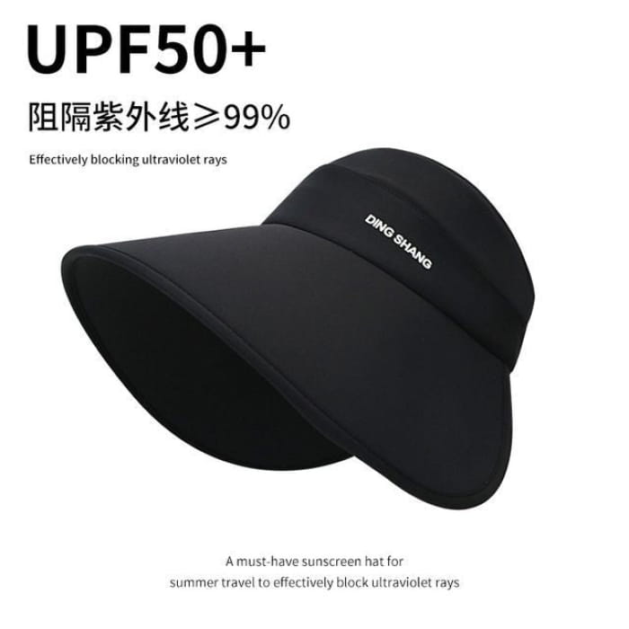 Lettering Open Top Sun Hat - Black / One Size