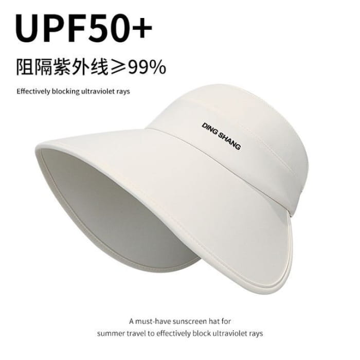 Lettering Open Top Sun Hat - Off-White / One Size