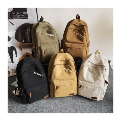 Lettering Print Canvas Backpack