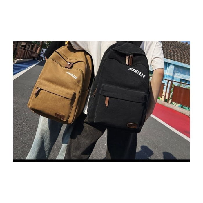 Lettering Print Canvas Backpack