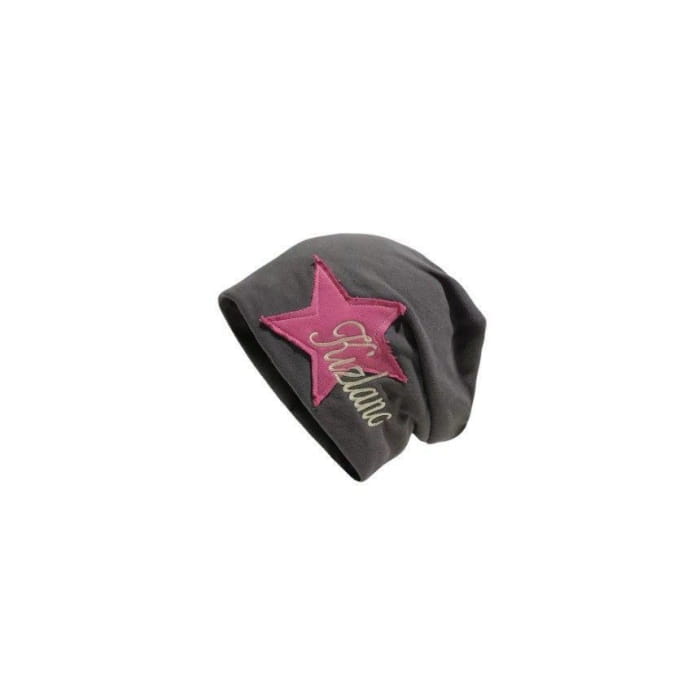 Lettering Star Embroidered Slouchy Beanie - Hats