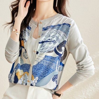 Light Gray Sweater Cardigan - M