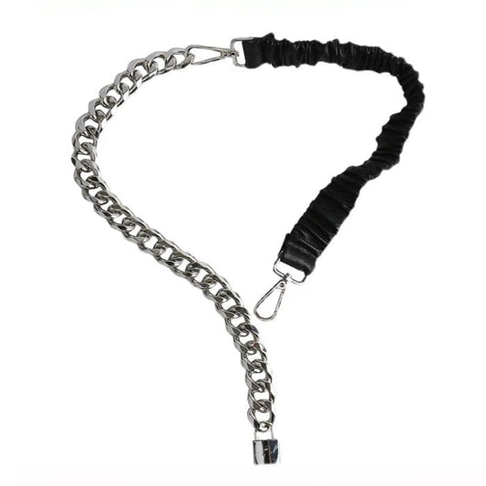 Lock Pendant Chain Belt - Black - Belts