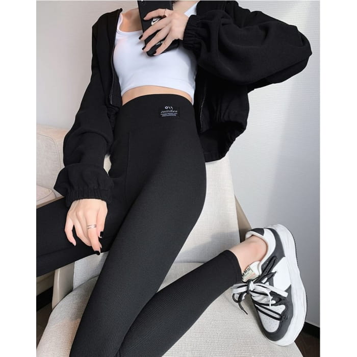 Logo High Rise Plain Leggings