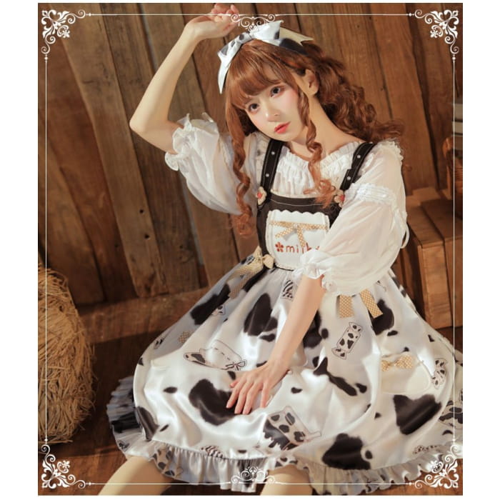 Lolita Cow Print Overall Dress