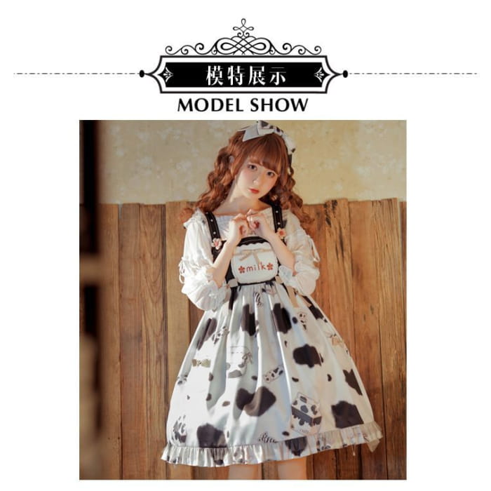 Lolita Cow Print Overall Dress