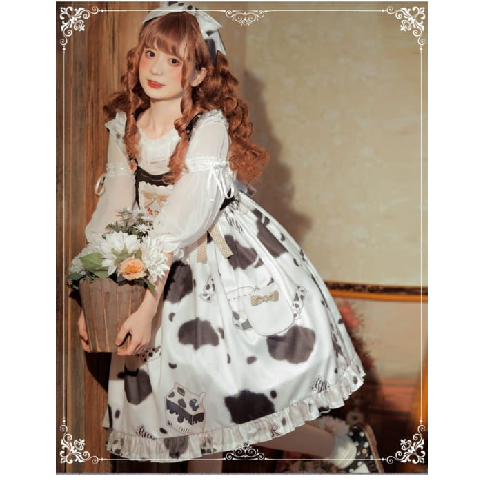 Lolita Cow Print Overall Dress