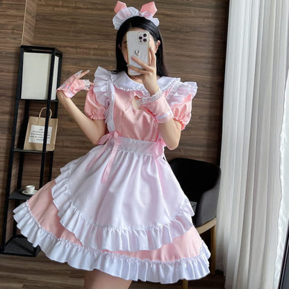 Lolita Doll Collar Kitty Hollow Out Ruffled Maid Dress