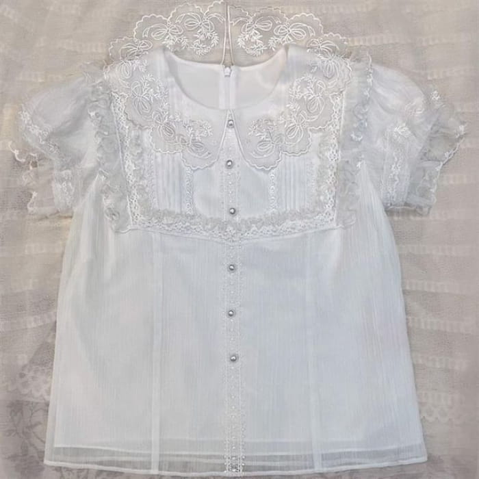 Lolita Lace Trim Blouse (Various Designs) - Short Sleeve