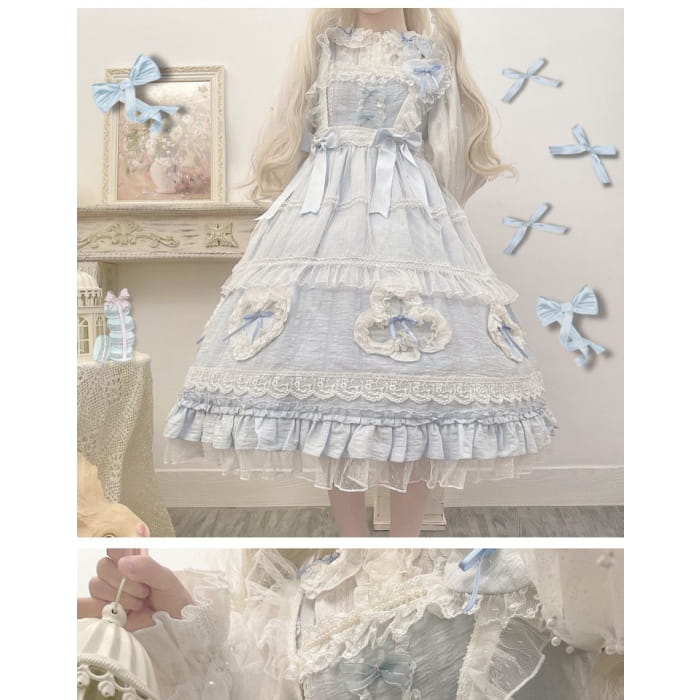 Lolita Ruffled Midi A-Line Overall Dress