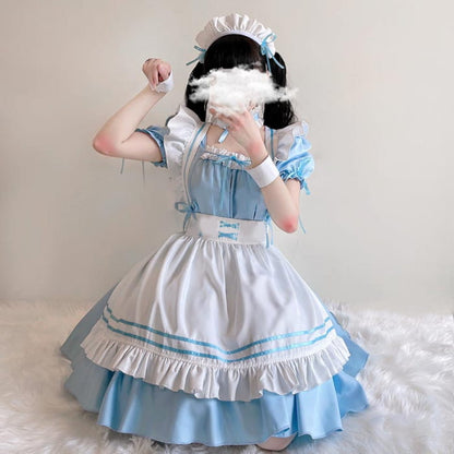 Lolita Seven Piece Ruffled Maid Dress