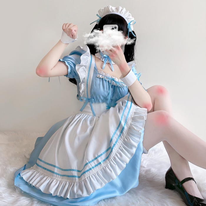 Lolita Seven Piece Ruffled Maid Dress