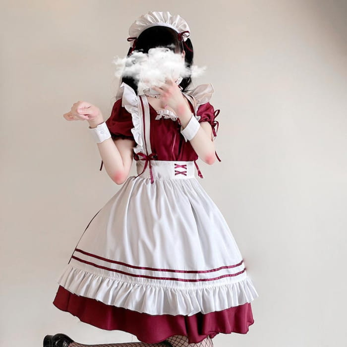 Lolita Seven Piece Ruffled Maid Dress