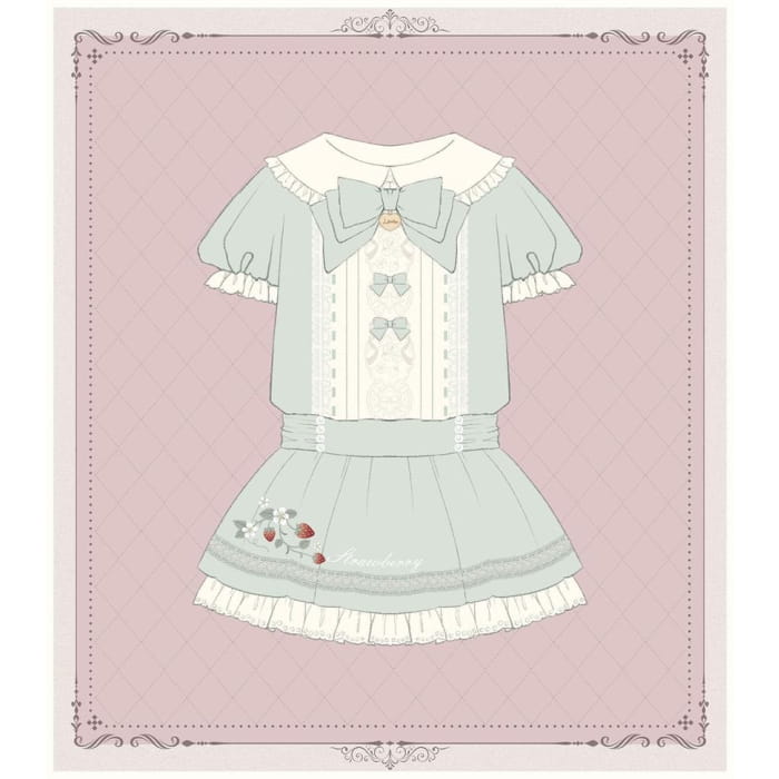 Lolita Short-Sleeve Collar Bow Accent Mini A-Line Dress