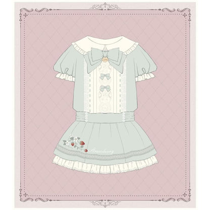 Lolita Short-Sleeve Collar Bow Accent Mini A-Line Dress