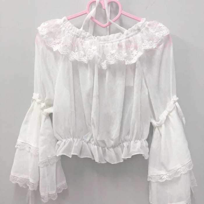 Lolita Short-Sleeve Ruffle Blouse / Lace / Long-Sleeve Top