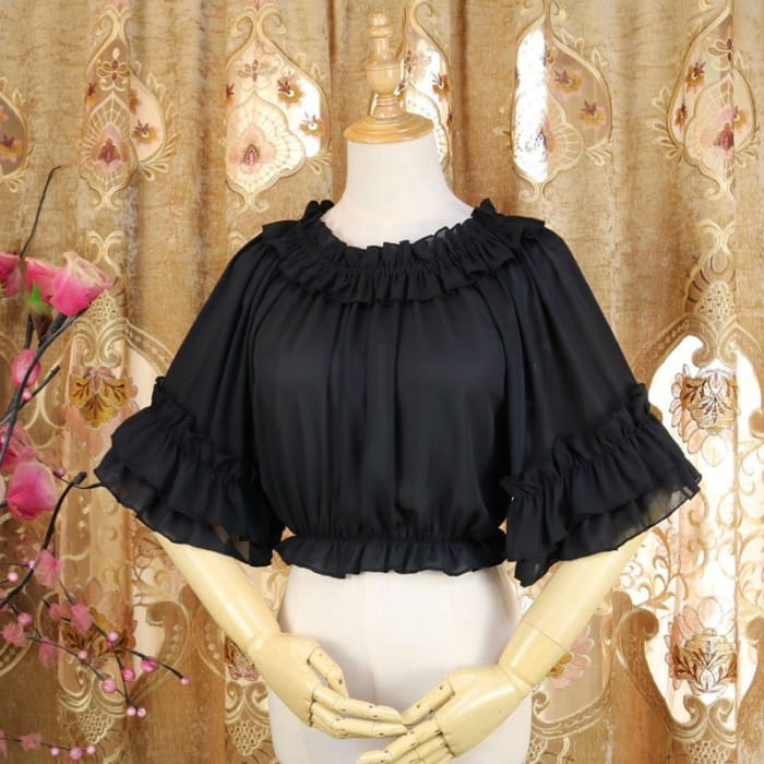 Lolita Short-Sleeve Ruffle Blouse / Lace / Long-Sleeve Top