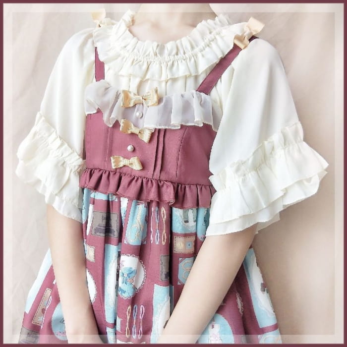 Lolita Short-Sleeve Ruffle Blouse / Lace / Long-Sleeve Top