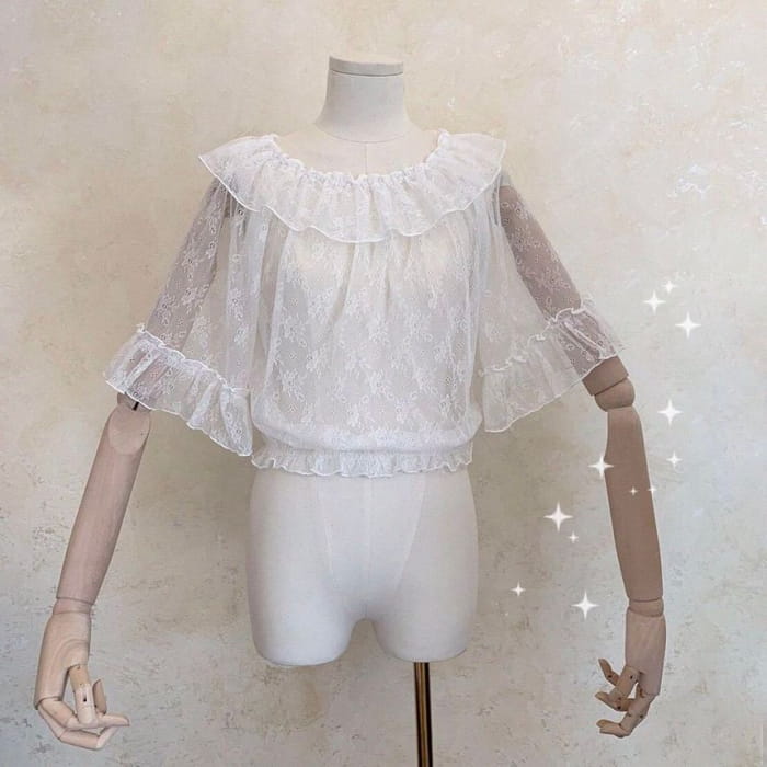 Lolita Short-Sleeve Ruffle Blouse / Lace / Long-Sleeve Top