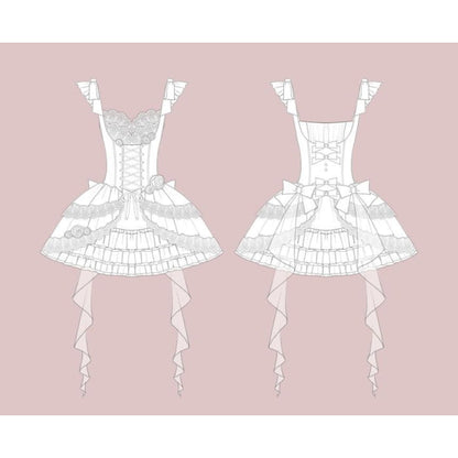 Lolita Sleeveless Corset Top / Tiered Mini Skirt