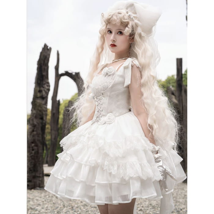 Lolita Sleeveless Corset Top / Tiered Mini Skirt