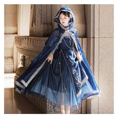 Lolita Spaghetti Strap Embroidered Hanfu Midi A-Line Dress