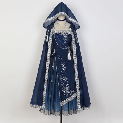 Lolita Spaghetti Strap Embroidered Hanfu Midi A-Line Dress