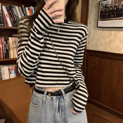 Long-Sleeve Crewneck Striped Tee - Clothing