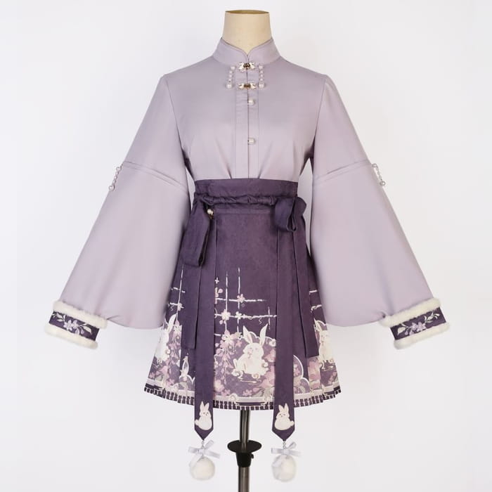 Long-Sleeve Mandarin Collar Lolita Floral Embroidered