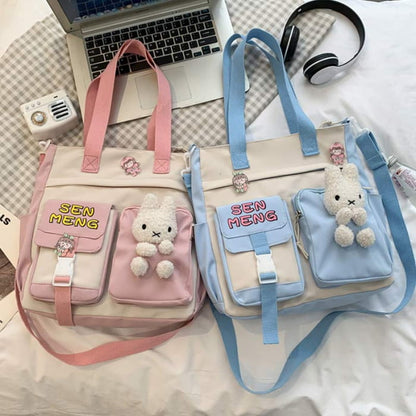 Lovely Bunny Square Canvas Crossbody Bag