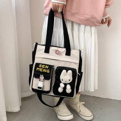 Lovely Bunny Square Canvas Crossbody Bag