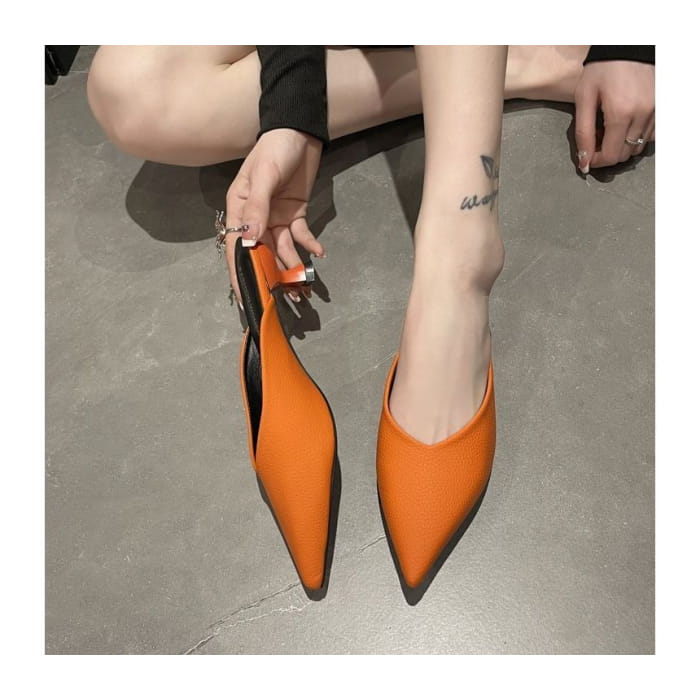 Low Heel Pointy Mules