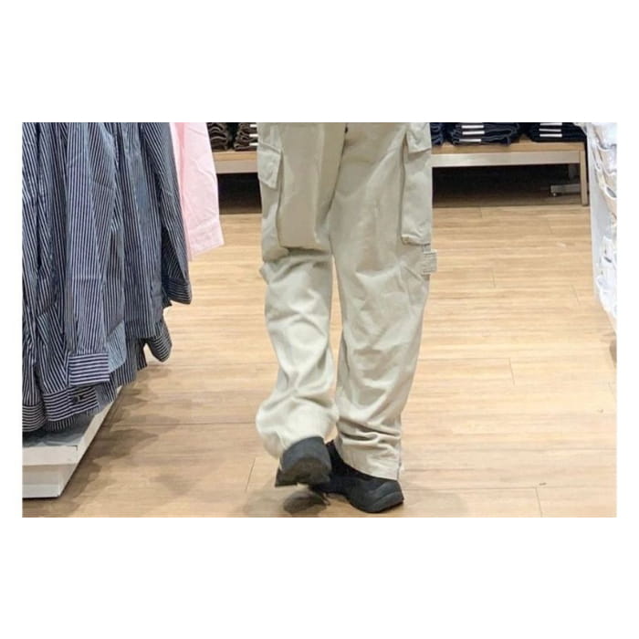 Low Rise Plain Drawstring Cargo Baggy Pants