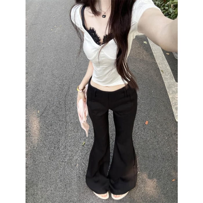 Low Waist Flared Dress Pants (Various Designs)