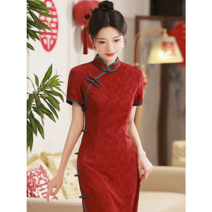 Lucky Red Cheongsam Dress - Female Hanfu