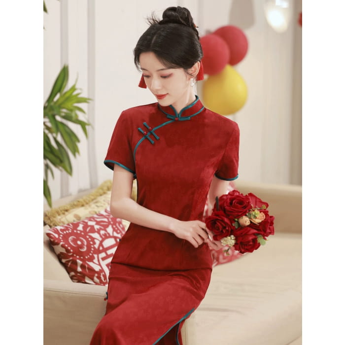 Lucky Red Cheongsam Dress - Female Hanfu