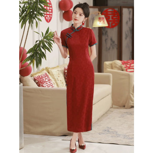Lucky Red Cheongsam Dress - S - Female Hanfu