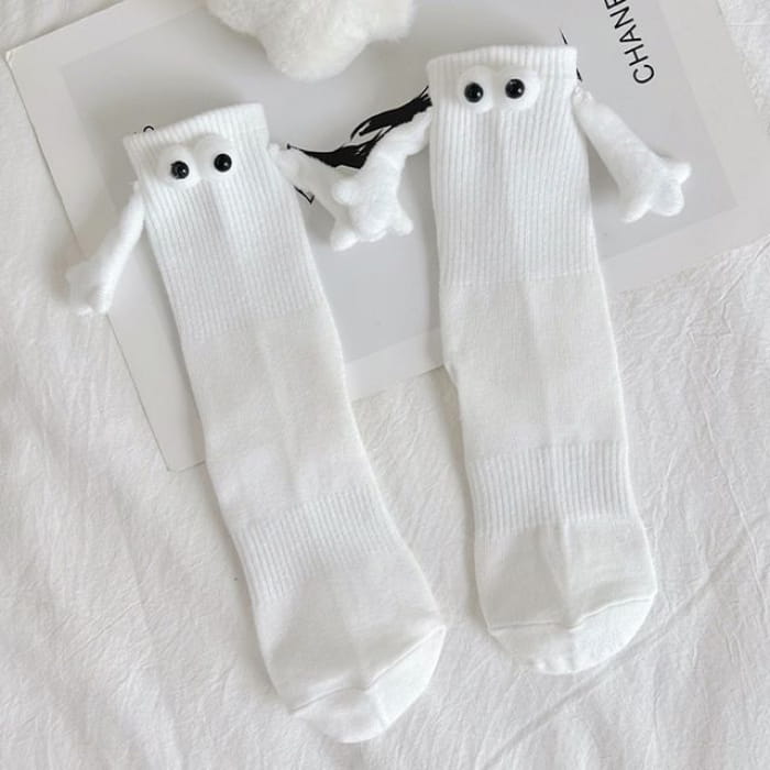 Magnetic Hands Socks Set - of 2 Pairs - White / One Size