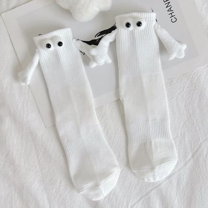 Magnetic Hands Socks Set - of 4 Pairs - White / One Size