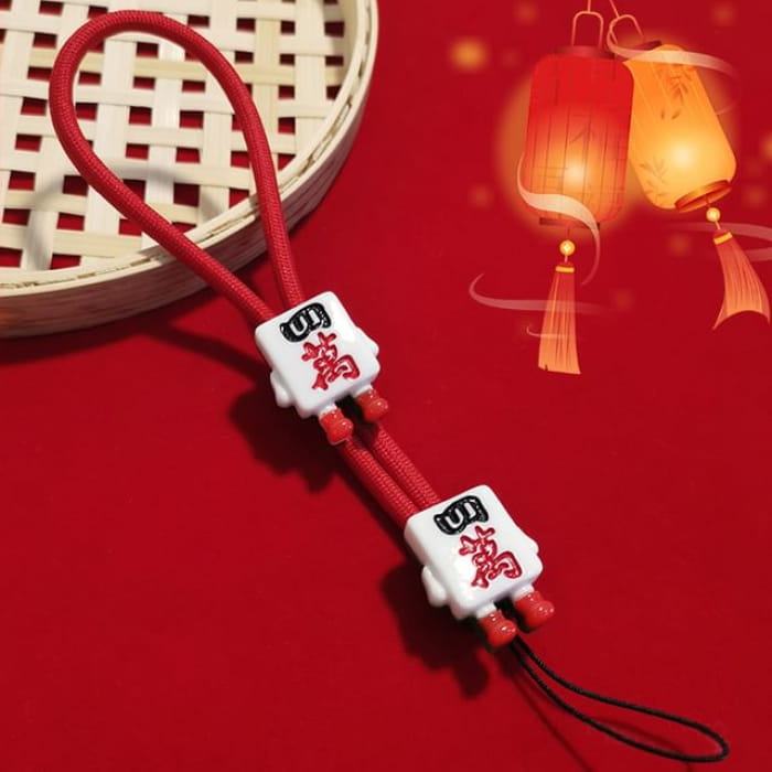 Mahjong Wrist Phone Strap - 01 - Red / One Size